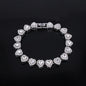 Yupsk 45CM/20CM Shiny Heart Rhinestone Hip Hop Rock Tennis Chain Bracelet Necklace for Women Men Trendy Jewelry Set Gift