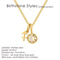 SUNIBI Stainless Steel Birthstone Zodiac Double Pendant Necklace for Woman12 Constellation Birthday Gift DIY Jewelry Wholesale