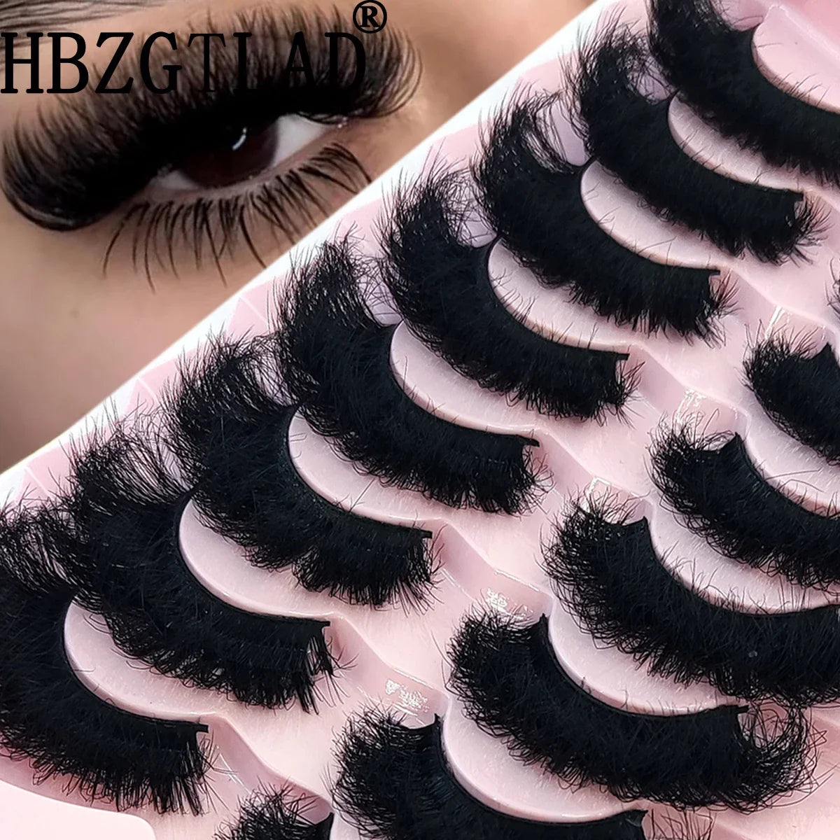 5-8 Pairs Natural Russian Striped Mink Lashes | 3D Volume Wavy False Eyelash Extensions