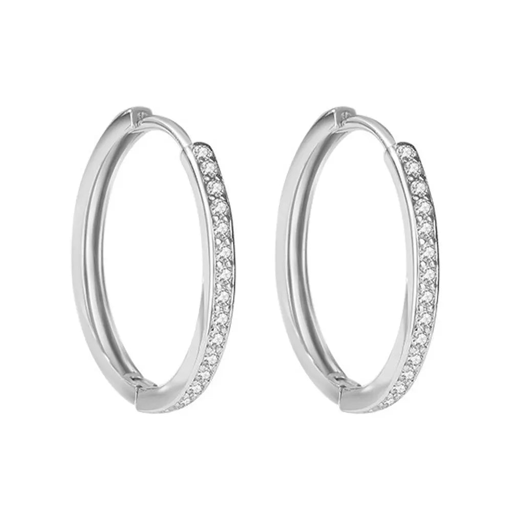925 Sterling Silver 8/12/16/20MM Zircon Hoop Earrings For Women Wedding Engagement Luxury Jewelry Accessories Money 925