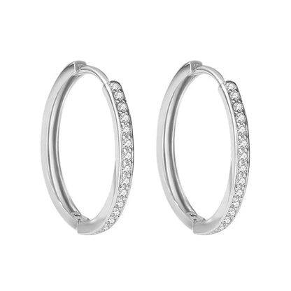 925 Sterling Silver 8/12/16/20MM Zircon Hoop Earrings For Women Wedding Engagement Luxury Jewelry Accessories Money 925