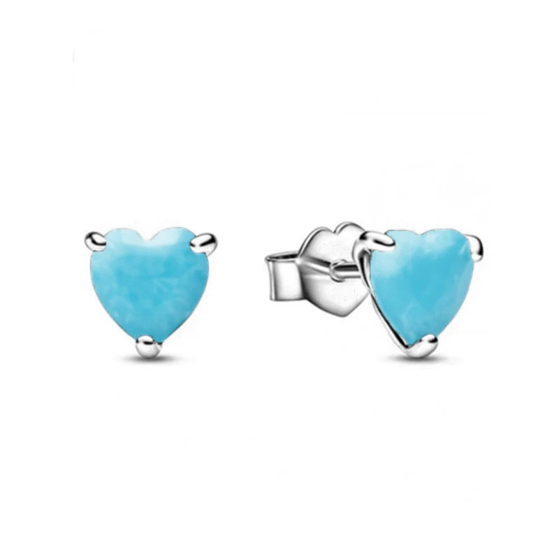 Christmas Gift Hot Selling 925 Silver Blue Stone Flower Stud Earrings Fit Women's Festival Exquisite Charm Jewelry Gifts