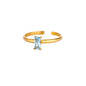 Stainless Steel Birthstone Rings For Women Gold Color Zircon Birthstone Opening Ring Minimalist Christmas Birthday Jewelry Gift