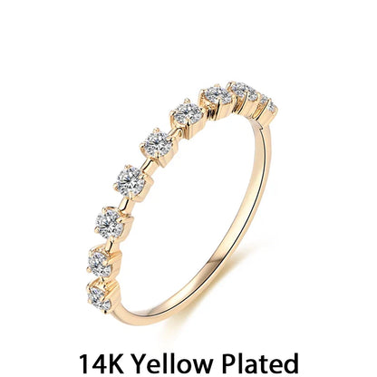 MINTYBOX 925 Sliver D Color VVS1 Moissanite 10K 14K Yellow Gold Plated Engagement Wedding Band Moissanite Diamond Ring for Women