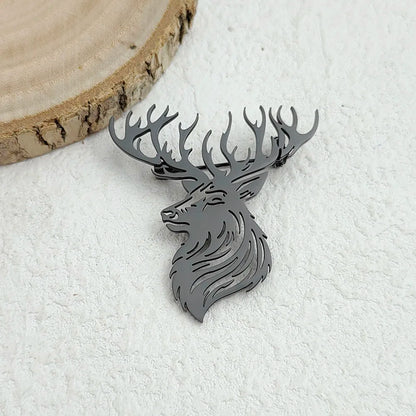 Original innovative Sika deer hollow stainless steel gold-plated 18K brooch, suit lapel pin, waterproof formal fitting