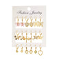 9 Pcs Cute Butterfly Heart Drop Earrings Set Fashion Gold Silver Color Girls Geometric Metal Acrylic Earrings 2024 Jewelry Gifts