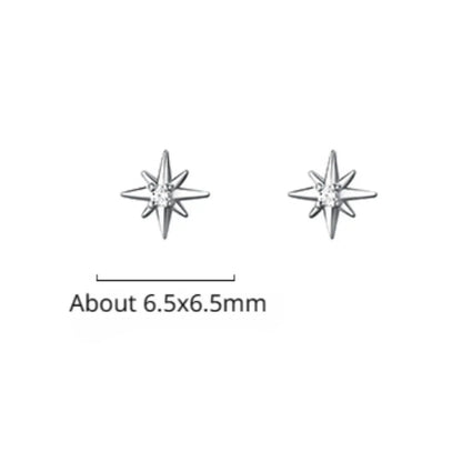925 Sterling Silver Geometric Eight Star Stud Earrings | Fine Zircon Jewelry for Women