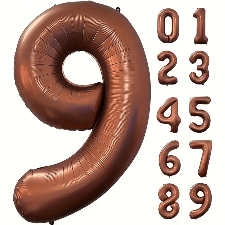40 Inch Foil Number Balloon Set | Brown Birthday Party Decoration