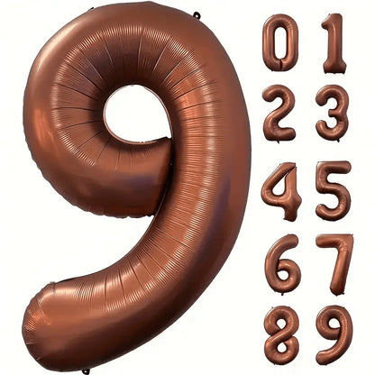40 Inch Foil Number Balloon Set | Brown Birthday Party Decoration