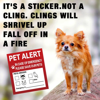 Pet Alert Stickers | Emergency Pet Rescue Window Decals (4 Pack)