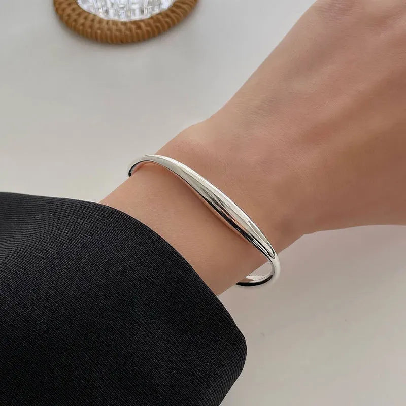 Sterling Silver plated Thai Silver Bracelet for Women Vintage Geometric Heart Love Lucky Punk Jewelry 2023 New Dropship