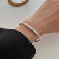 Sterling Silver plated Thai Silver Bracelet for Women Vintage Geometric Heart Love Lucky Punk Jewelry 2023 New Dropship