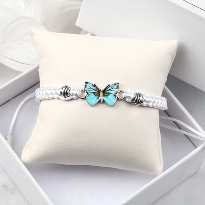 Handmade Braided String Bracelet For Women Blue Butterfly Pendant Adjustable Charm Bracelets&Bangles Fashion Girl Jewelry Gifts
