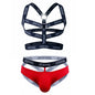 Sexy Gay Men Underwear Bondage Mens Harness Thongs Set Body Chest Costume G-string Jockstrap Lingerie Man Halter Neck Hollow Out