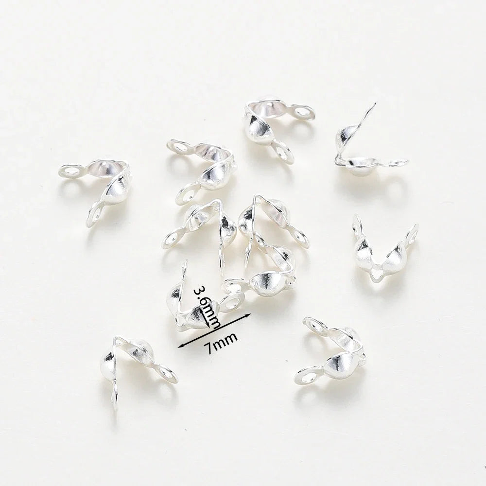 14K 18K Real Gold Plated Double Hole End Clasp Beads Open Cover Crimp Connector Beads For DIY Jewelry Making Necklace Component