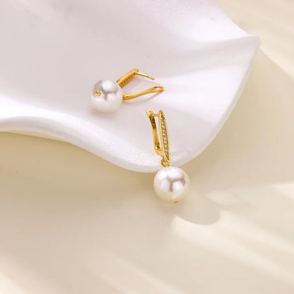 Elegant Imitation Pearl Earrings for Women Stainless Steel Heart Butterfly Shell Drop Earrings Luxury Aesthetic Jewelry Gift