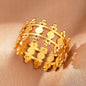 Stainless Steel Rings Vintage Exquisite Hollow Adjustable Open Statement Rings Light Luxury Fashion Rings For Women Jewelry New