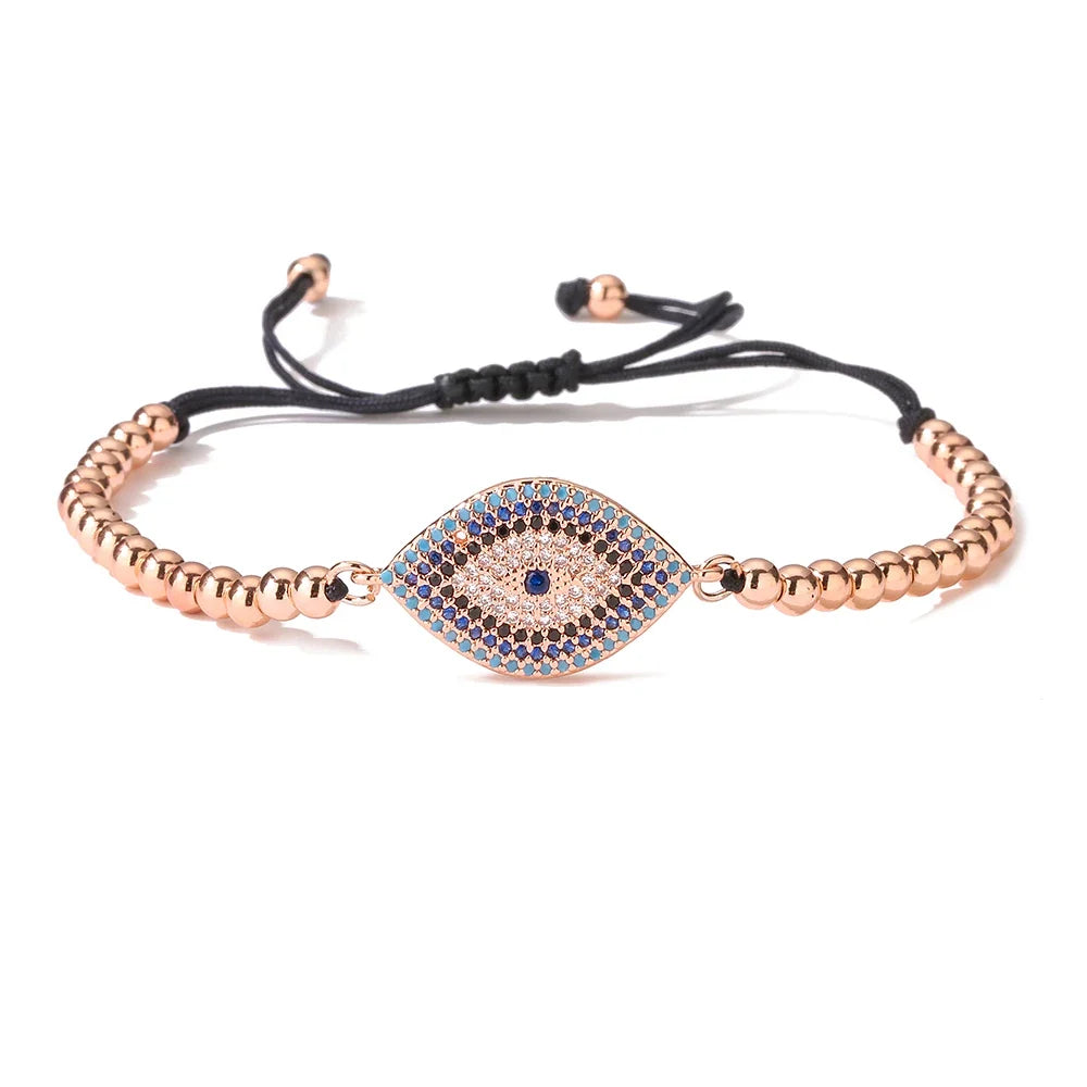 NEWBUY 2026 Trendy Turkish Gold Color Evil Eye Bracelet Adjustable AAA CZ Pave Setting Female Luckry Party Jewelry Gift