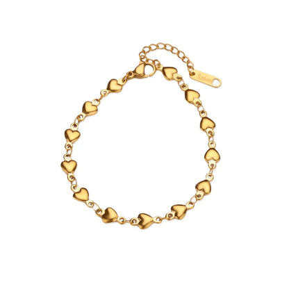 Stainless Steel Heart Bracelets For Women Gold Color Geometric Heart Bracelet Fashion Wedding Waterproof Jewelry Gift