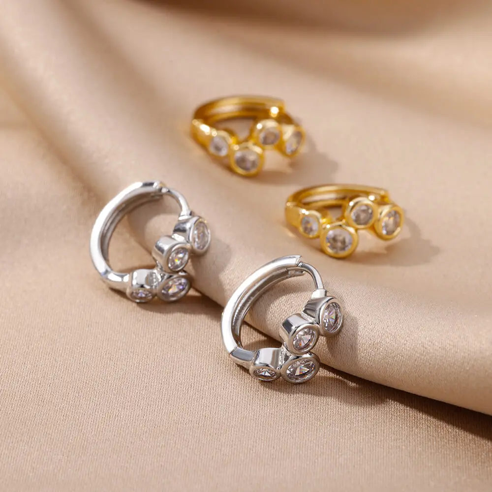 Zircon Pendientes Earring For Women Stainless Steel Hoop Piercing Earring Trending 2024 New Jewerly aretes de mujer bijoux femme
