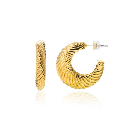 Vintage Round Stainless Steel Hoop Earrings For Women Gold Plated Earring 2023 Trending Statement Ear Jewelry Christmas Gift
