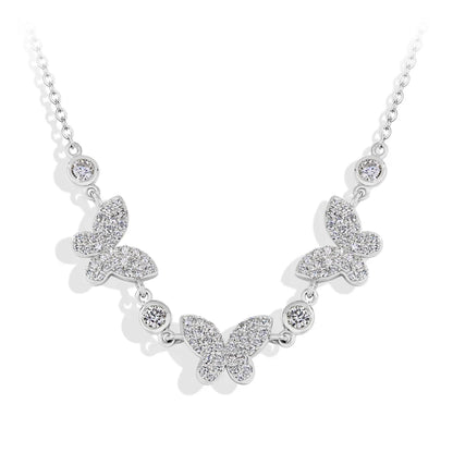 MINTYBOX S925 Silver Butterfly Moissanite Necklaces 18k Gold Plated D/VVS1 Lab Diamond 40+5cm for Women Brithday Jewelry Gift