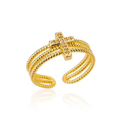 Zircon Flower Shaped Rings For Women Stainless Steel Open Ring Fashion Korean New Wedding Jewerly Gift