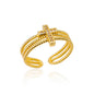 Zircon Flower Shaped Rings For Women Stainless Steel Open Ring Fashion Korean New Wedding Jewerly Gift