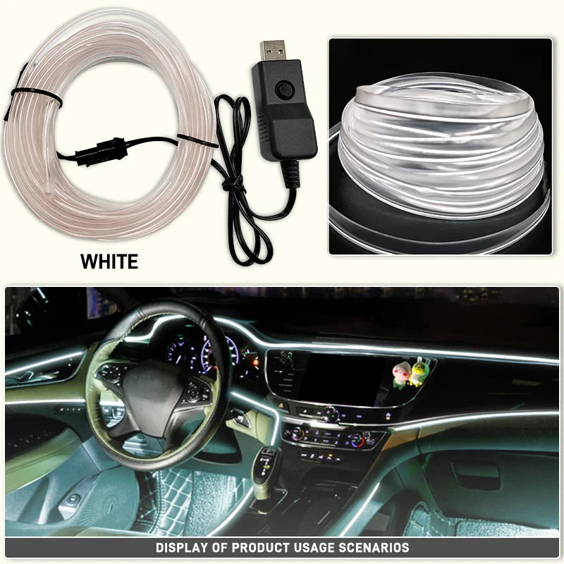 Car Interior EL Wire Neon Strips | Flexible LED Atmosphere Lamp
