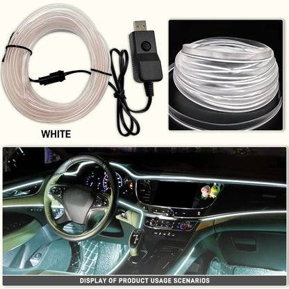 Car Interior EL Wire Neon Strip Lights | DIY Flexible Atmosphere LED Lamp for Dashboard