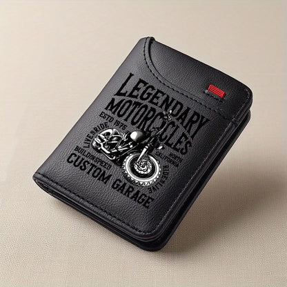 Men's Retro Faux Leather Wallet | Vintage Motorcycle Slim Card Holder