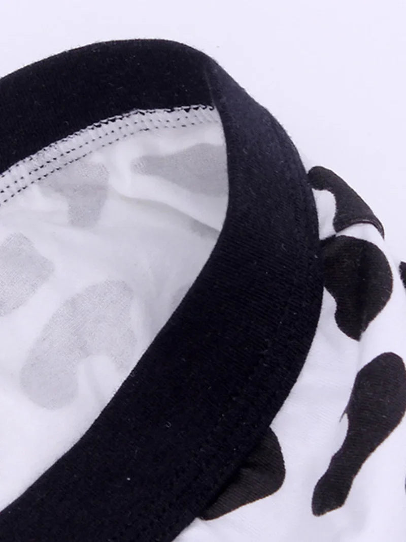 Men's Sports Boxers Underwear Black Underpants Cartoon Cow Printing Ventilate Fashion Fitness Casual Comfortable L XL XXL