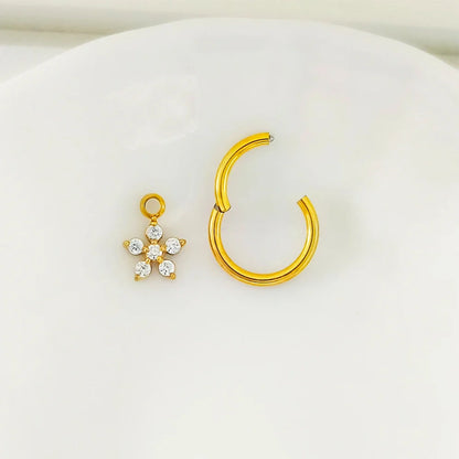 Waterdrops Pendant Conch Ring ASTM F136 G23 Titanium Piercings Moon Flowers Hinge Segment Clicker Teardrop Helix  Earrings