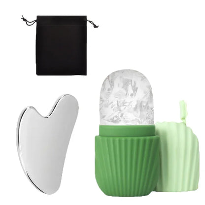 Ice Face Roller and Gua Sha Set | Stainless Steel Facial Massage Tools