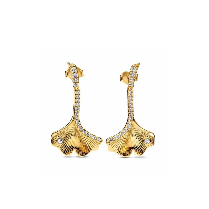 European New Cross Sunflower Gold Color Stud Earrings, Fit Women's Festival Exquisite Charm Jewelry Gifts  925 Silver
