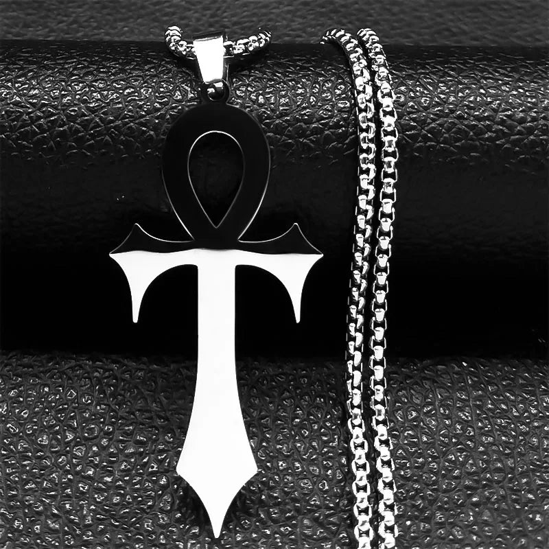 Stainless Steel Ankh Cross Pendant Necklace | Gothic Symbol of Life Jewelry