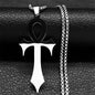 Stainless Steel Ankh Cross Pendant Necklace | Gothic Symbol of Life Jewelry