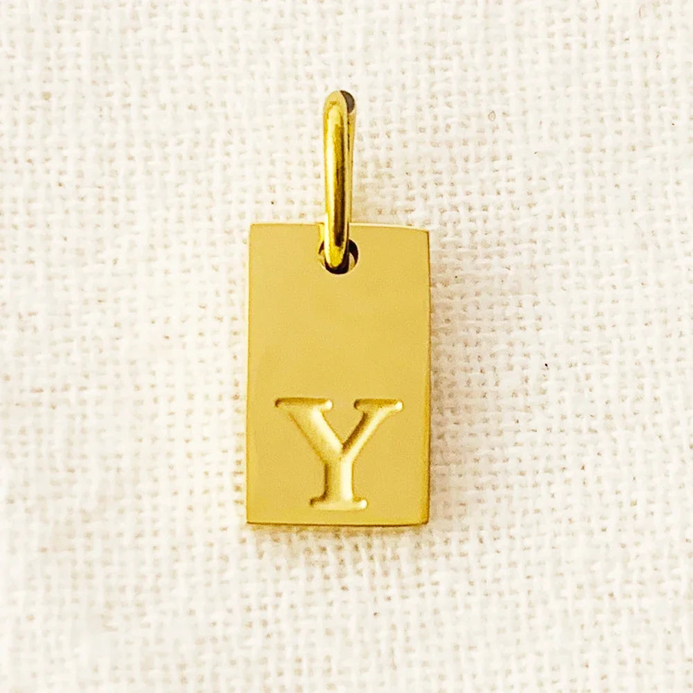 SUNIBI Alphabet Charm Pendant for Necklaces Stainless Steel Jewelry DIY Engraved Lettering Accessories Women's Fashion Jewelry