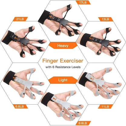 6 Level Finger Strengthener | Silicone Hand Grip Trainer for Guitar and Sports