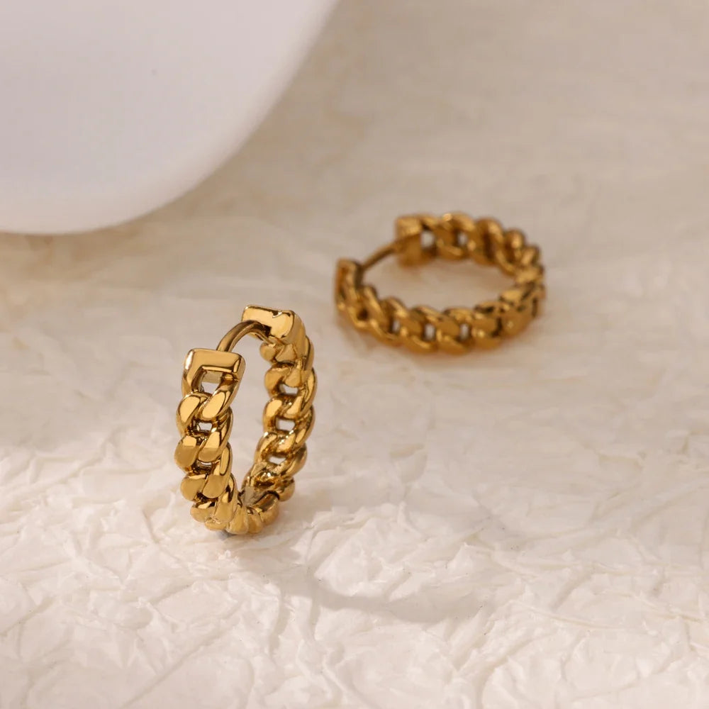 Stainless Steel Chain Earrings For Women Gold Color Geometric Chain Earring Female Fashion Party Wedding Jewelry Gift BFF