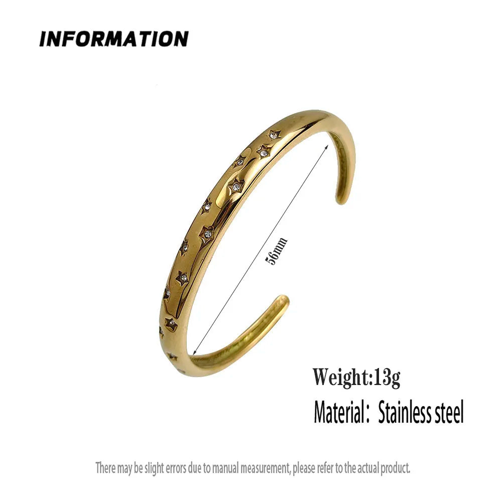 New five-pointed star zircon gold-plated stainless steel bracelet 18K, high quality waterproof couple bracelet, wife gift