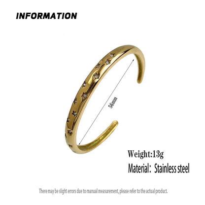 New five-pointed star zircon gold-plated stainless steel bracelet 18K, high quality waterproof couple bracelet, wife gift