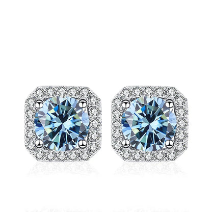 NeeTim 0.5ct 1ct Pink Moissanite Studs Earrings for Women 925 Sterling Silver Black Blue Grey Sparkling Lab Diamond Stud Earring