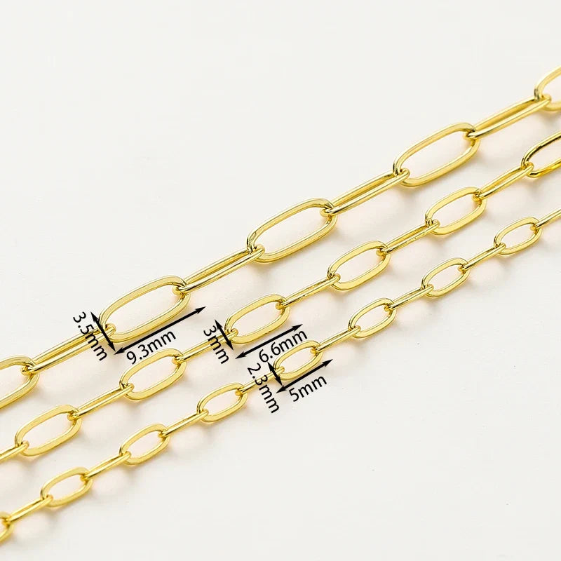 1Meter/lot 14K 18K Gold Plated Brass Metal Round Link Cable Chains DIY Jewelry Making Chain For Needlework Jewelry Accessories