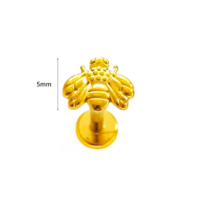 100% 316L Surgical Steel Flower Labret Piercing Butterfly Bee Tragus Snake Cartilage Helix Flat Back CZ Earrings Body Jewelry