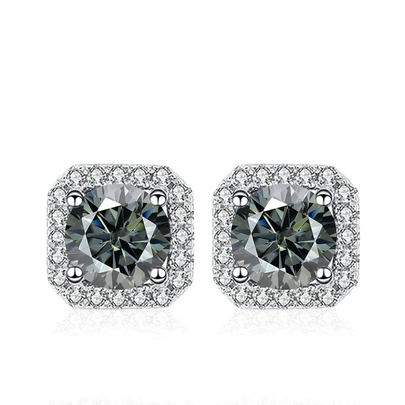 NeeTim 0.5ct 1ct Pink Moissanite Studs Earrings for Women 925 Sterling Silver Black Blue Grey Sparkling Lab Diamond Stud Earring