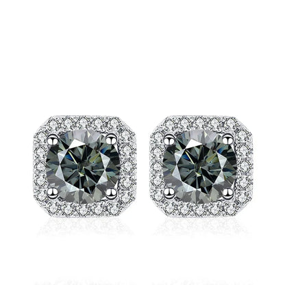 NeeTim 0.5ct 1ct Pink Moissanite Studs Earrings for Women 925 Sterling Silver Black Blue Grey Sparkling Lab Diamond Stud Earring
