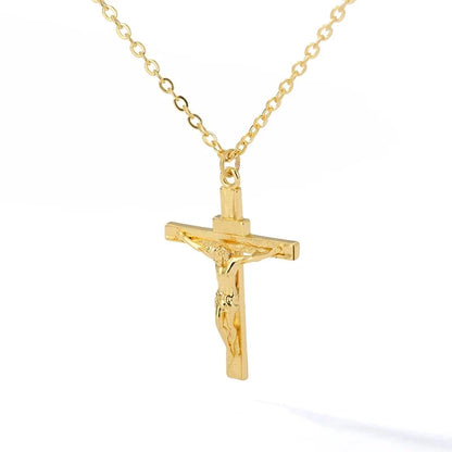 Stainless Steel Cross Necklace For Women Gold Color Chain Cross Pendant Necklaces Retro Religion Jewelry Gift bijoux femme