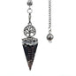 20x52mm Natural Stone Pendulum Tree of Life Hexagonal Cone Crushed Stone Obsidian