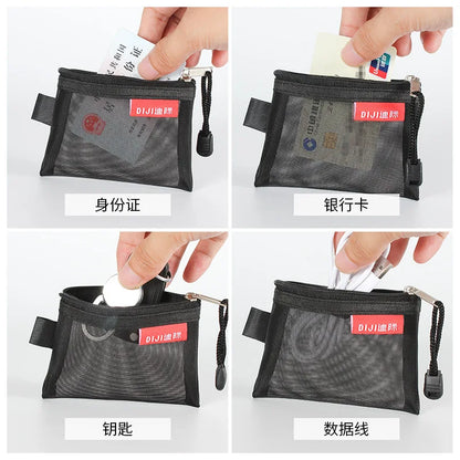 Mini Mesh Zipper Card Pouch | Transparent ID and Credit Card Storage Bag